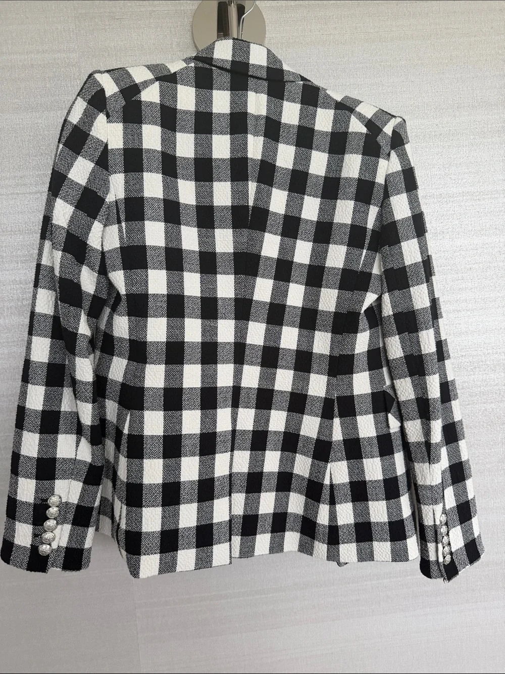 Veronica Beard Black & White Checked Double-Breasted Blazer